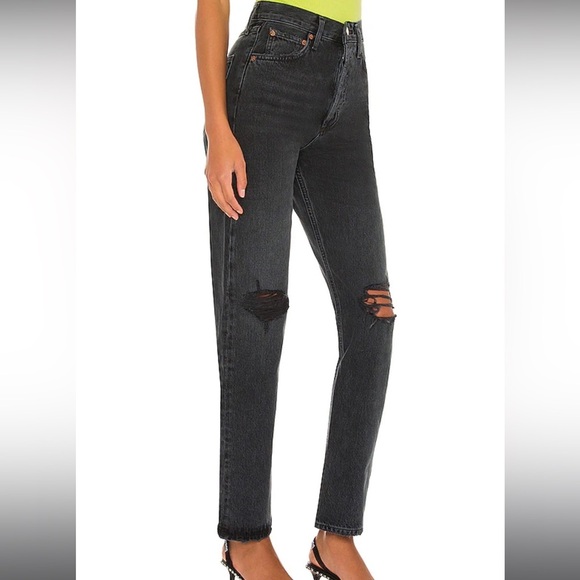 Agolde 90s pinch waist dark wash howl distress knee jeans - Picture 9 of 9